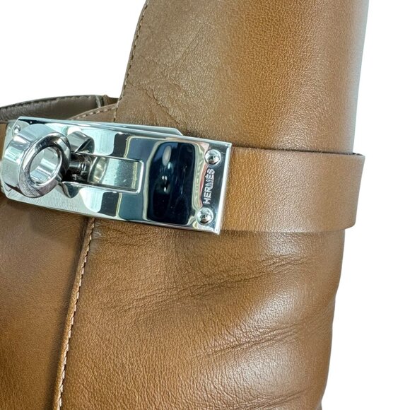 HERMES Brown Leather Joueuse Ankle Women's Boots Made in Italy 36.5 - 6US - Picture 6 of 13